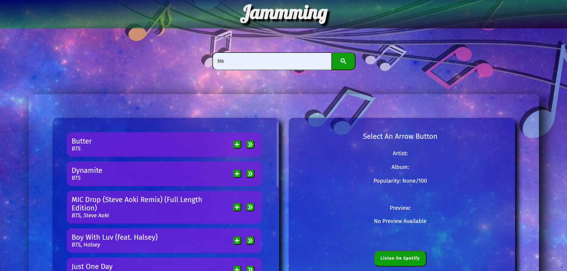 Jammming Homepage